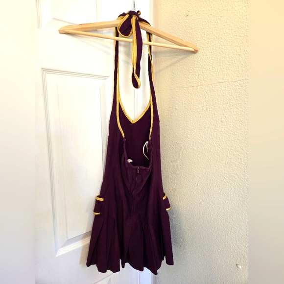 Vintage purple halter dress with pleated mini skirt - Picture 2 of 5